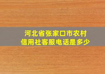 河北省张家口市农村信用社客服电话是多少