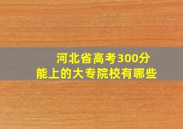 河北省高考300分能上的大专院校有哪些