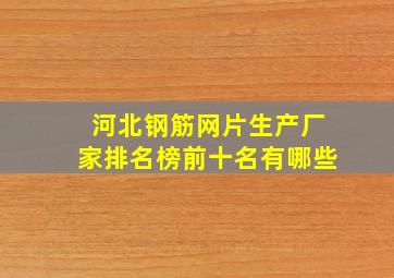 河北钢筋网片生产厂家排名榜前十名有哪些