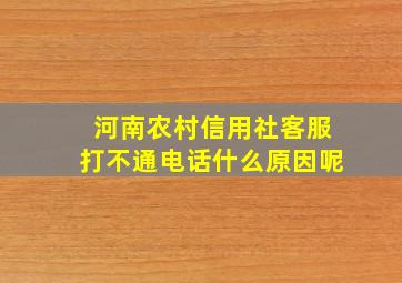 河南农村信用社客服打不通电话什么原因呢