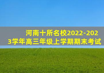 河南十所名校2022-2023学年高三年级上学期期末考试