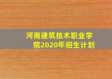 河南建筑技术职业学院2020年招生计划