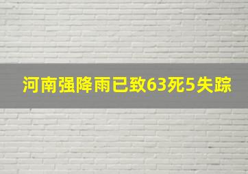 河南强降雨已致63死5失踪