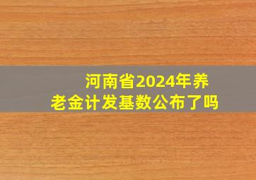 河南省2024年养老金计发基数公布了吗