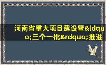 河南省重大项目建设暨“三个一批”推进会