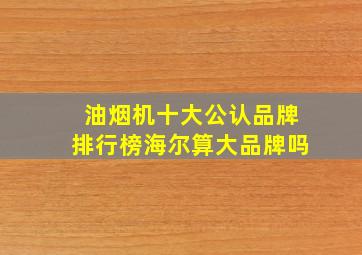 油烟机十大公认品牌排行榜海尔算大品牌吗