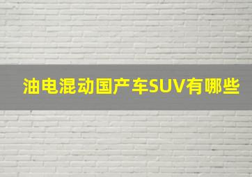 油电混动国产车SUV有哪些