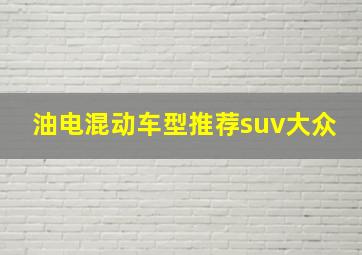 油电混动车型推荐suv大众