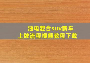 油电混合suv新车上牌流程视频教程下载