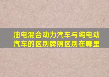 油电混合动力汽车与纯电动汽车的区别牌照区别在哪里