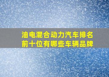 油电混合动力汽车排名前十位有哪些车辆品牌