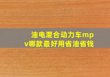 油电混合动力车mpv哪款最好用省油省钱