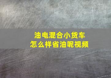 油电混合小货车怎么样省油呢视频