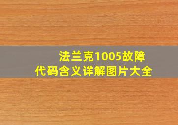 法兰克1005故障代码含义详解图片大全