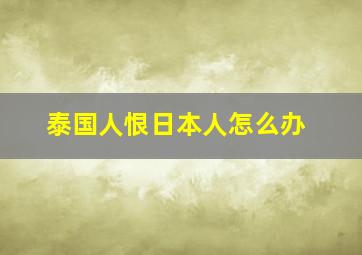 泰国人恨日本人怎么办