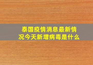 泰国疫情消息最新情况今天新增病毒是什么