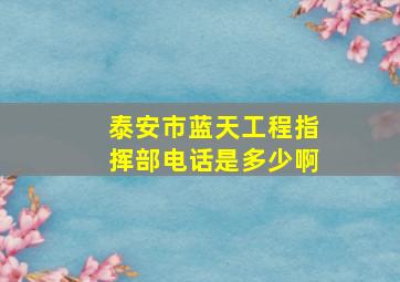 泰安市蓝天工程指挥部电话是多少啊