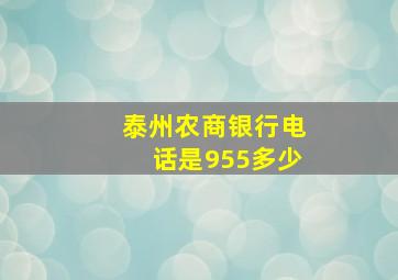 泰州农商银行电话是955多少