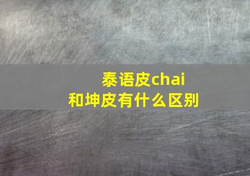 泰语皮chai和坤皮有什么区别