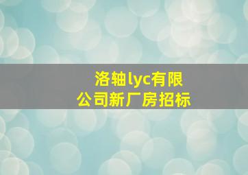 洛轴lyc有限公司新厂房招标