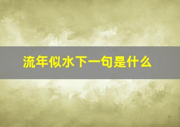 流年似水下一句是什么