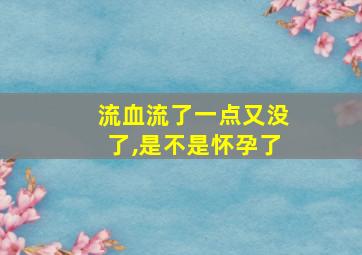 流血流了一点又没了,是不是怀孕了