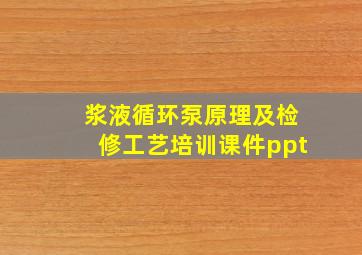 浆液循环泵原理及检修工艺培训课件ppt