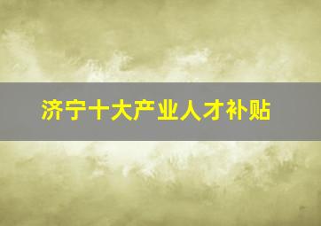 济宁十大产业人才补贴