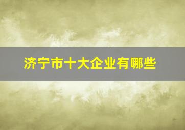 济宁市十大企业有哪些