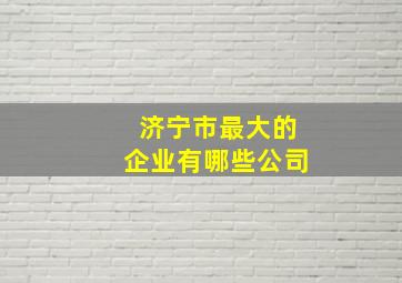 济宁市最大的企业有哪些公司