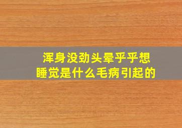 浑身没劲头晕乎乎想睡觉是什么毛病引起的