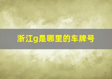 浙江g是哪里的车牌号