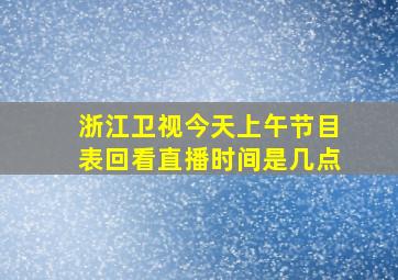 浙江卫视今天上午节目表回看直播时间是几点