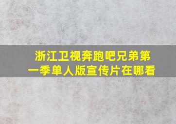 浙江卫视奔跑吧兄弟第一季单人版宣传片在哪看