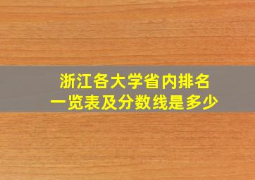 浙江各大学省内排名一览表及分数线是多少