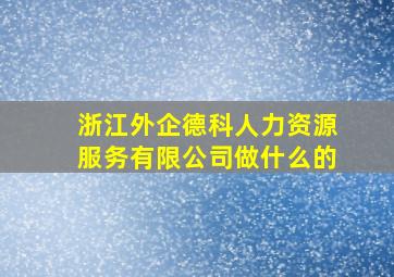 浙江外企德科人力资源服务有限公司做什么的