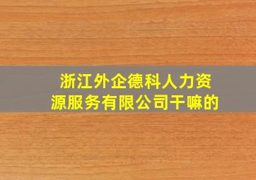 浙江外企德科人力资源服务有限公司干嘛的