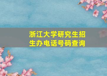 浙江大学研究生招生办电话号码查询