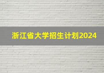 浙江省大学招生计划2024