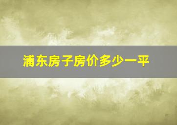 浦东房子房价多少一平