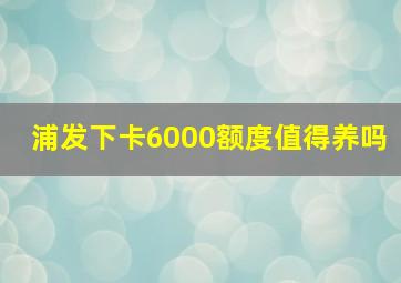 浦发下卡6000额度值得养吗