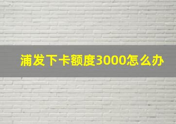 浦发下卡额度3000怎么办