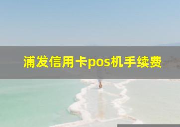 浦发信用卡pos机手续费