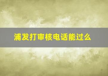 浦发打审核电话能过么