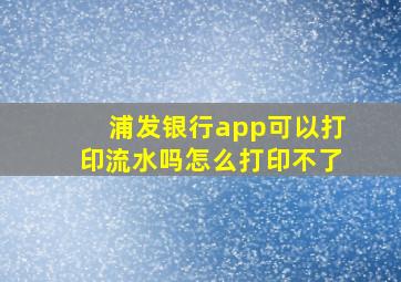 浦发银行app可以打印流水吗怎么打印不了