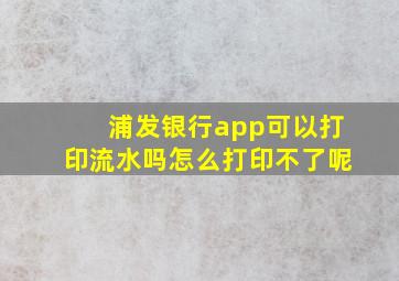 浦发银行app可以打印流水吗怎么打印不了呢