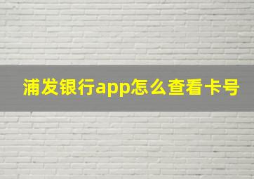 浦发银行app怎么查看卡号