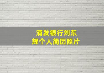 浦发银行刘东辉个人简历照片