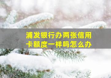 浦发银行办两张信用卡额度一样吗怎么办