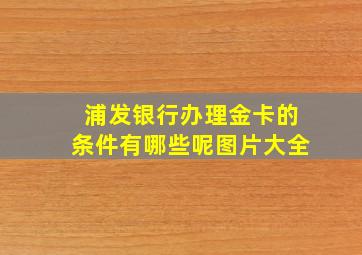 浦发银行办理金卡的条件有哪些呢图片大全